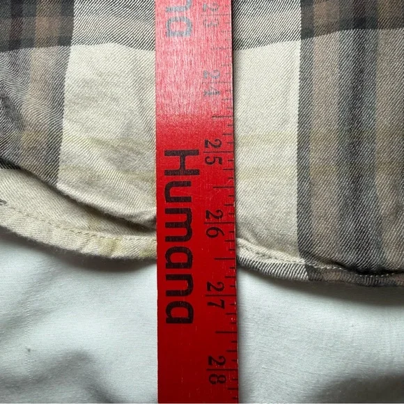 Paige Mens Cotton Everett Plaid Collared Long Sleeve Buttoned-Down Tan Size S - Picture 5 of 8